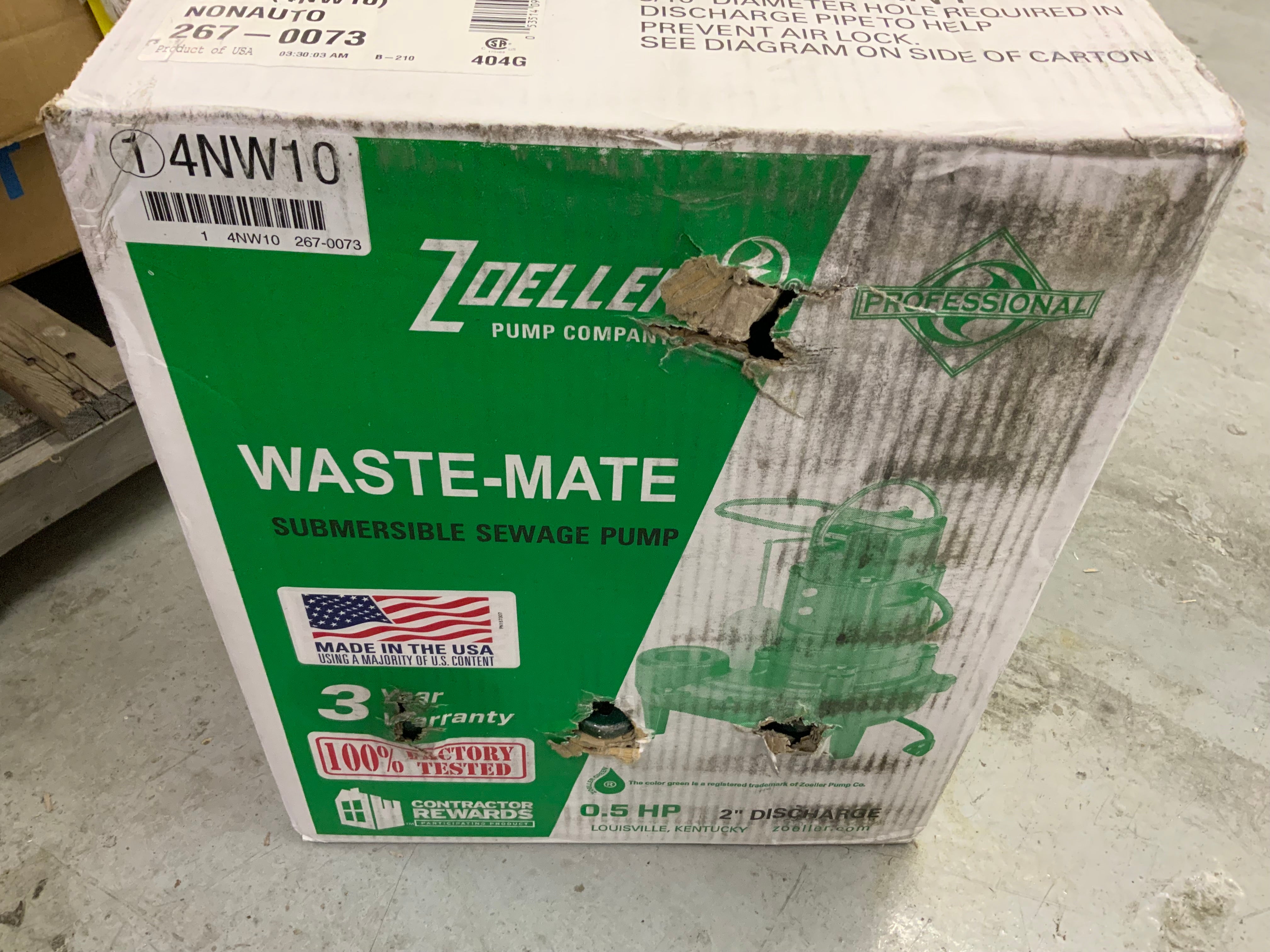 ZOELLER 1/2 HP,Sewage Ejector Pump,115VAC (267-0073) (8193074233582)